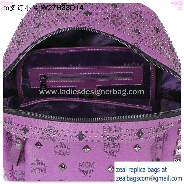 High Quality Replica MCM Small Stark Front Studs Backpack MC4237S Purple - Click Image to Close